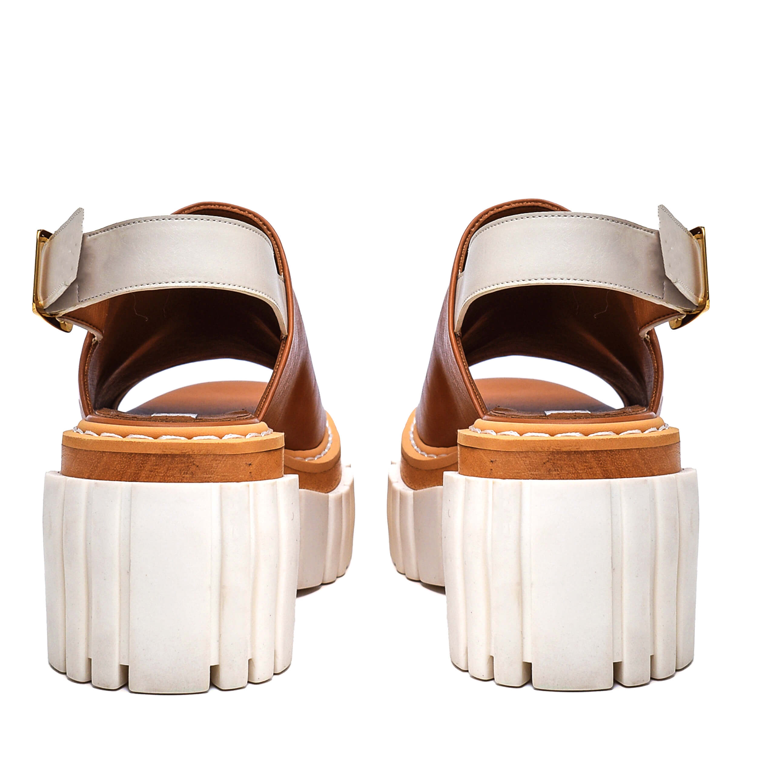 Stella Mccartney - Camel & White Leather Platform Sandals / 38,5